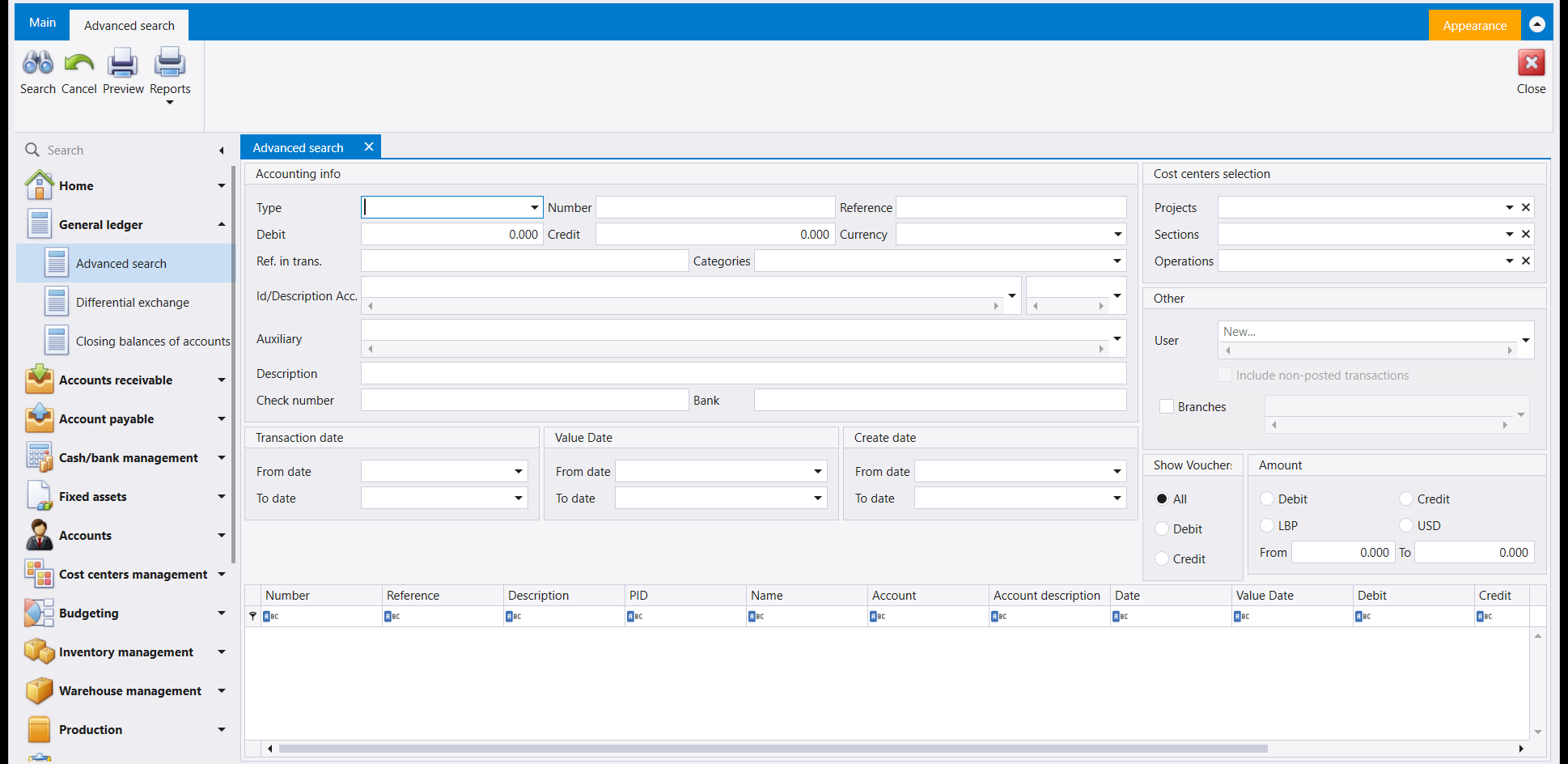 Advanced search. In the Other panel, Include non-posted transactions is greyed out and cannot be ticked