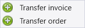 The New menu on Inventory item transfers: Transfer invoice and Transfer order