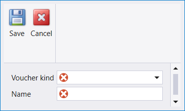 A new template: pick the Voucher kind it applies to, name it, and Save