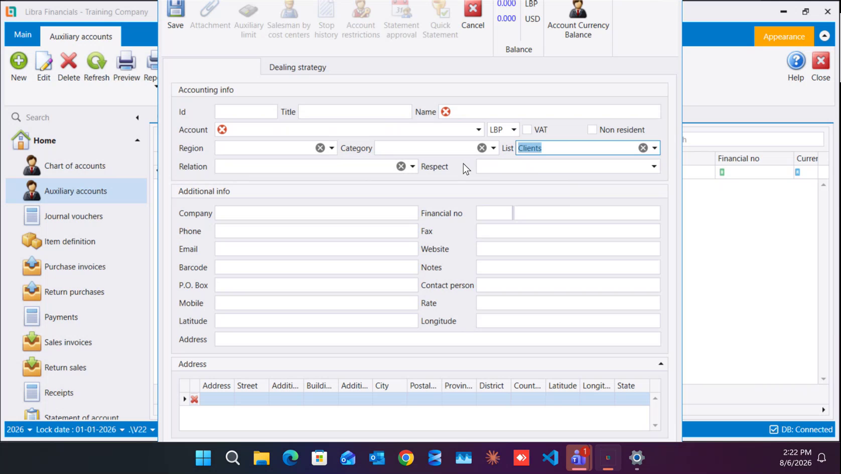 List set to Clients. Name and Account are still flagged
