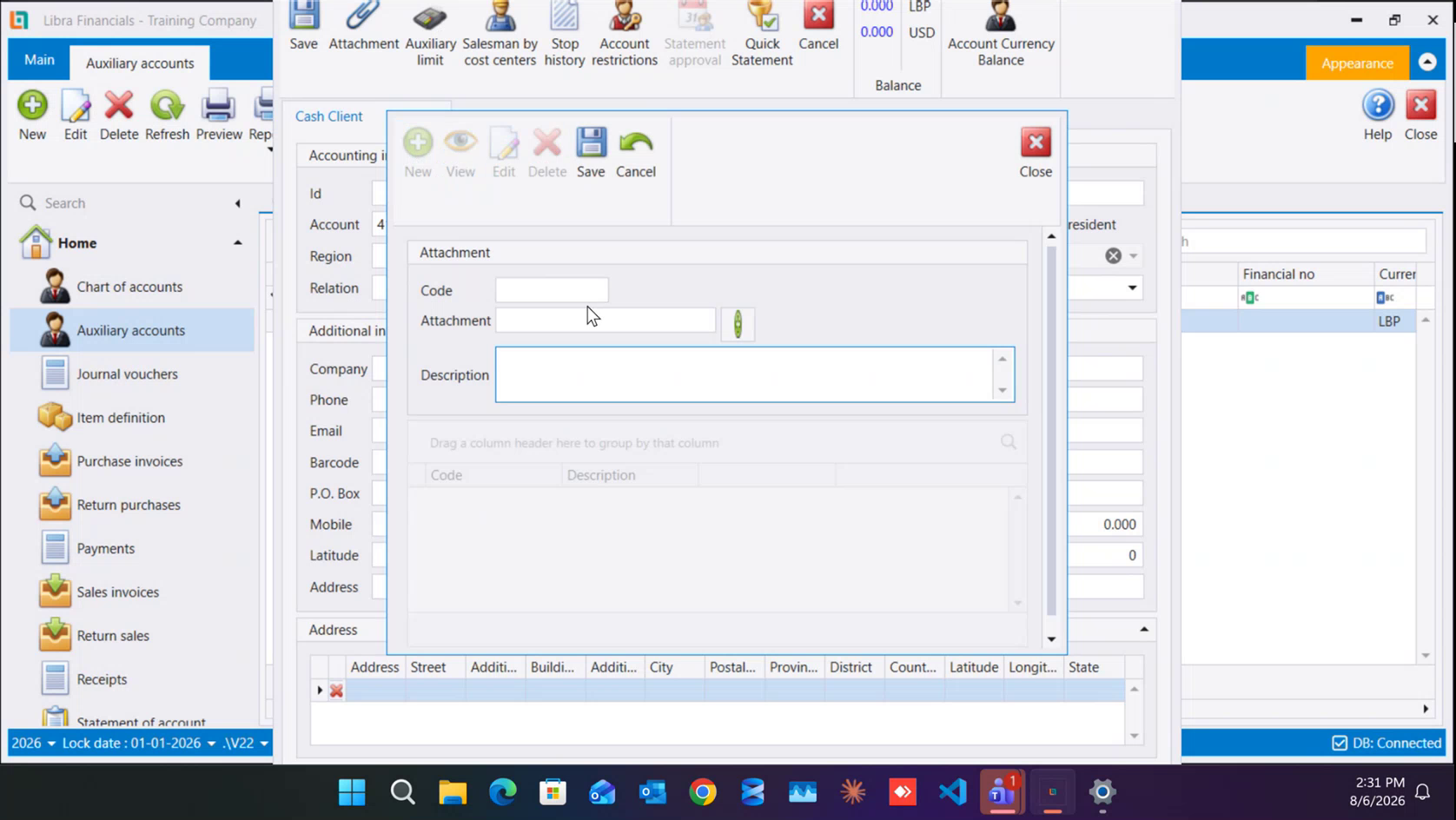 The Attachment dialog: Code, the file, and a Description